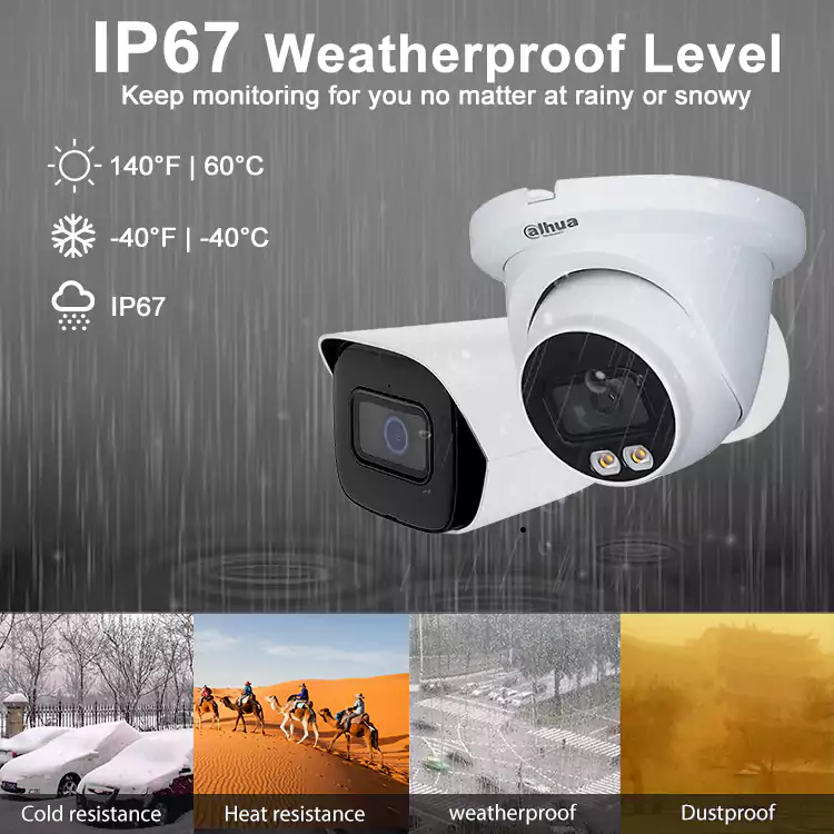 Customized Dahua Full-color Fixed-focal Dome Bullet Eyeball WizSense IP Camera - Image 3